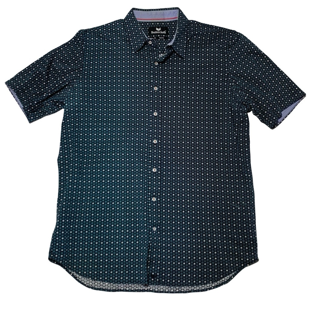 Buttercloth Short sleeve button down shirt Mens size XL Tall Fit Blue
